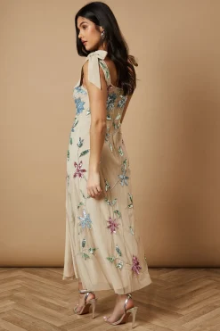 Robe À Bretelles Nouées Ornée De Sequins