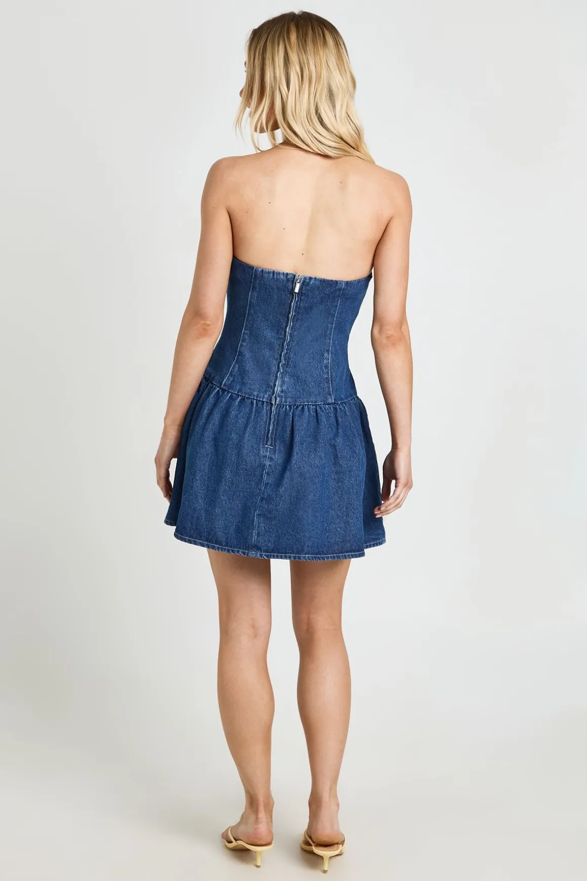 Robe Bustier En Denim À Ourlet Tombant Petite Taille