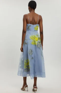 Robe Bustier En Organza Brodé De Motifs Floraux