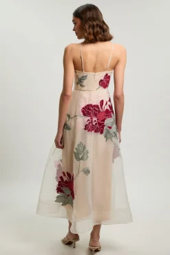 KarenMillen Robe Bustier En Organza À Broderie Florale<Femme Robes|Robes Longues