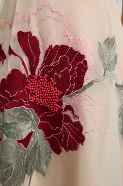 KarenMillen Robe Bustier En Organza À Broderie Florale<Femme Robes|Robes Longues