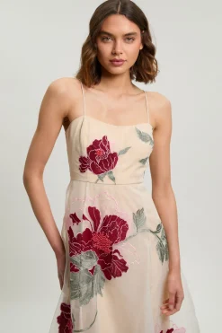 KarenMillen Robe Bustier En Organza À Broderie Florale<Femme Robes|Robes Longues
