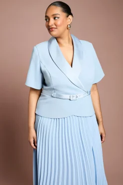 Robe Cache-cœur 2 En 1 Grande Taille Avec Jupe Plissée