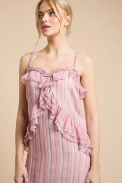 Oasis Robe Caraco Midaxi À Volants Avec Détail De Corde À L'encolure<Femme Robes|Toutes Les Robes