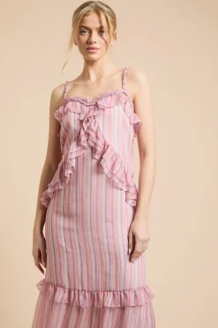 Oasis Robe Caraco Midaxi À Volants Avec Détail De Corde À L'encolure<Femme Robes|Toutes Les Robes