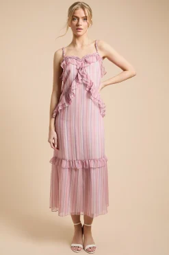 Oasis Robe Caraco Midaxi À Volants Avec Détail De Corde À L'encolure<Femme Robes|Toutes Les Robes
