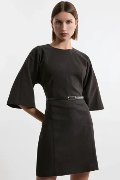 KarenMillen Robe Ceinturée Ajustée En Flanelle<Femme Tailleurs|Robes À Manches Longues