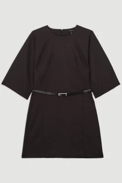 KarenMillen Robe Ceinturée Ajustée En Flanelle<Femme Tailleurs|Robes À Manches Longues