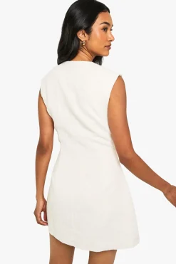 Robe chemise ajustée en bouclé à encolure V