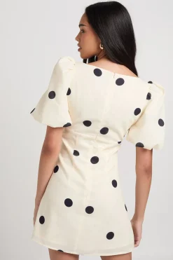 boohoo Robe chemise ample à pois effet lin<Femme Pois|Robes