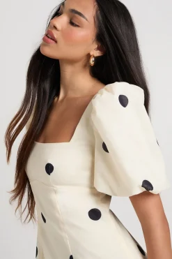 boohoo Robe chemise ample à pois effet lin<Femme Pois|Robes