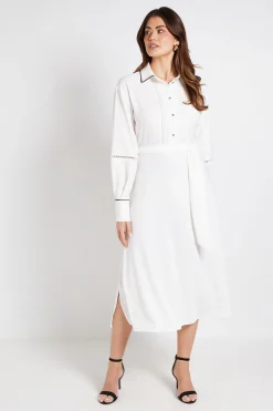 Wallis Robe Chemise Avec Finitions En Dentelle Contrastée<Femme Robes Mi-Longues|Satin Et Dentelle