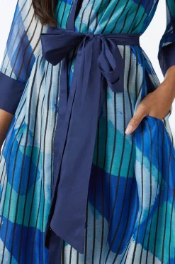 Wallis Robe Chemise e Ceinturée à Détails Contrastés Sans Col<Femme Robes Mi-Longues|Robes