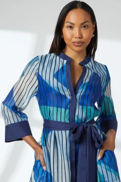 Wallis Robe Chemise e Ceinturée à Détails Contrastés Sans Col<Femme Robes Mi-Longues|Robes