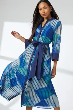 Wallis Robe Chemise e Ceinturée à Détails Contrastés Sans Col<Femme Robes Mi-Longues|Robes