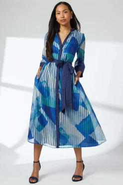 Wallis Robe Chemise e Ceinturée à Détails Contrastés Sans Col<Femme Robes Mi-Longues|Robes