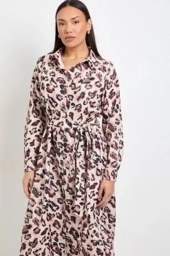Robe Chemise Boutonnée à Col Imprimé Léopard