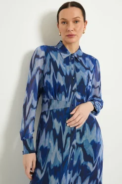 Robe Chemise À Boutons En Maille Motif Abstrait
