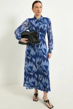 Robe Chemise À Boutons En Maille Motif Abstrait