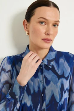 Robe Chemise À Boutons En Maille Motif Abstrait