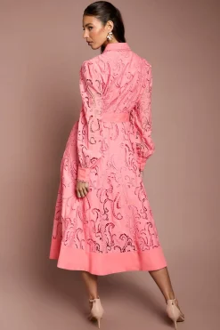 Coast Robe Chemise Brodée Ajourée Avec Ceinture<Femme Robes Mi-Longues|Robes À Manches Longues
