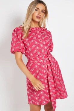 Robe Chemise Brodée À Manches Bouffantes Avec Ceinture