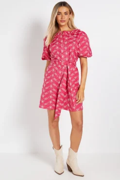 Robe Chemise Brodée À Manches Bouffantes Avec Ceinture