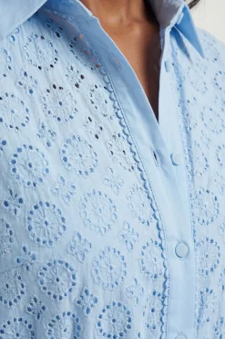Robe Chemise Ceinturée En Broderie Anglaise De Coton