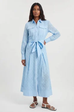 Robe Chemise Ceinturée En Broderie Anglaise De Coton