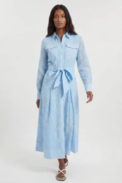 Robe Chemise Ceinturée En Broderie Anglaise De Coton