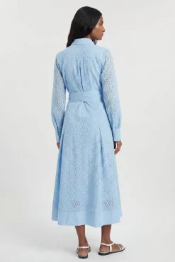 Robe Chemise Ceinturée En Broderie Anglaise De Coton
