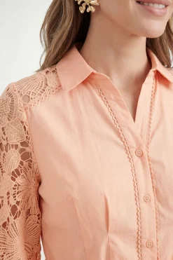 Wallis Robe Chemise Ceinturée En Coton Avec Dentelle Petite<Femme Robes Mi-Longues|Satin Et Dentelle