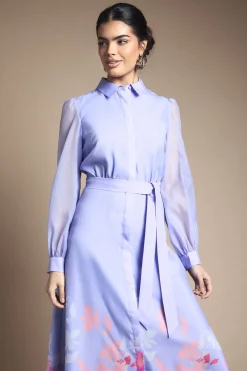 Wallis Robe Chemise À Ceinture En Organza Fleuri<Femme Robes Chemise|Toutes Les Robes
