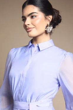 Wallis Robe Chemise À Ceinture En Organza Fleuri<Femme Robes Chemise|Toutes Les Robes