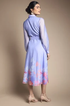 Wallis Robe Chemise À Ceinture En Organza Fleuri<Femme Robes Chemise|Toutes Les Robes