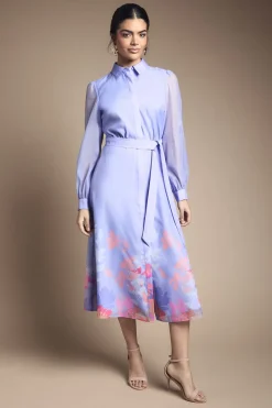 Wallis Robe Chemise À Ceinture En Organza Fleuri<Femme Robes Chemise|Toutes Les Robes