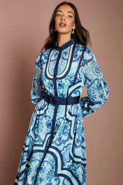 Robe Chemise Ceinturée En Organza Lisa Tan