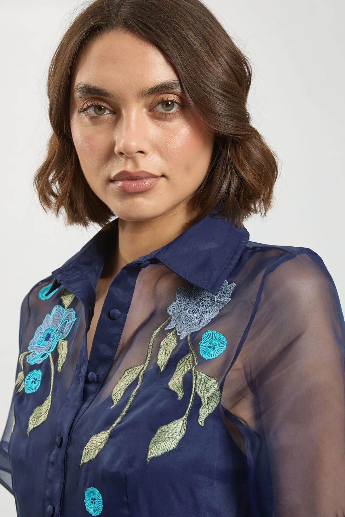 KarenMillen Robe Chemise Ceinturée En Organdi Avec Broderie Détaillée<Femme Robes Chemise|Toutes Les Robes