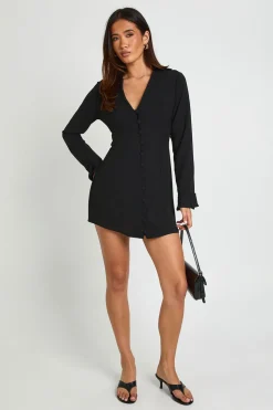 Robe Chemise Cintrée À Boutonnage Martelé Sur Le Devant