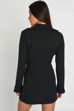 Robe Chemise Cintrée À Boutonnage Martelé Sur Le Devant