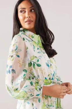Robe Chemise Cintrée En Organza À Imprimé Fruits Petite Taille