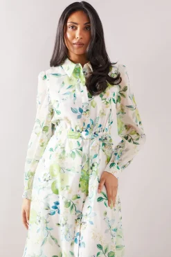 Robe Chemise Cintrée En Organza À Imprimé Fruits Petite Taille