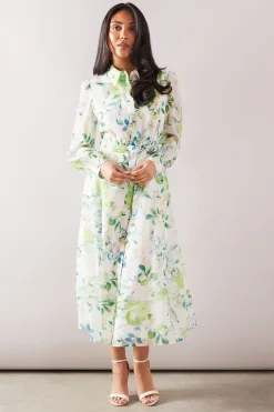 Robe Chemise Cintrée En Organza À Imprimé Fruits Petite Taille