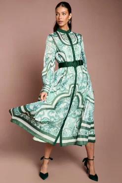 Coast Robe Chemise Cintrée En Organza Lisa Tan<Femme Robes Mi-Longues|Robes À Manches Longues