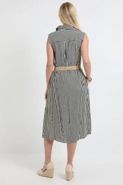 Robe Chemise Cintrée À Rayures D'été Petite