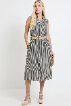 Robe Chemise Cintrée À Rayures D'été Petite