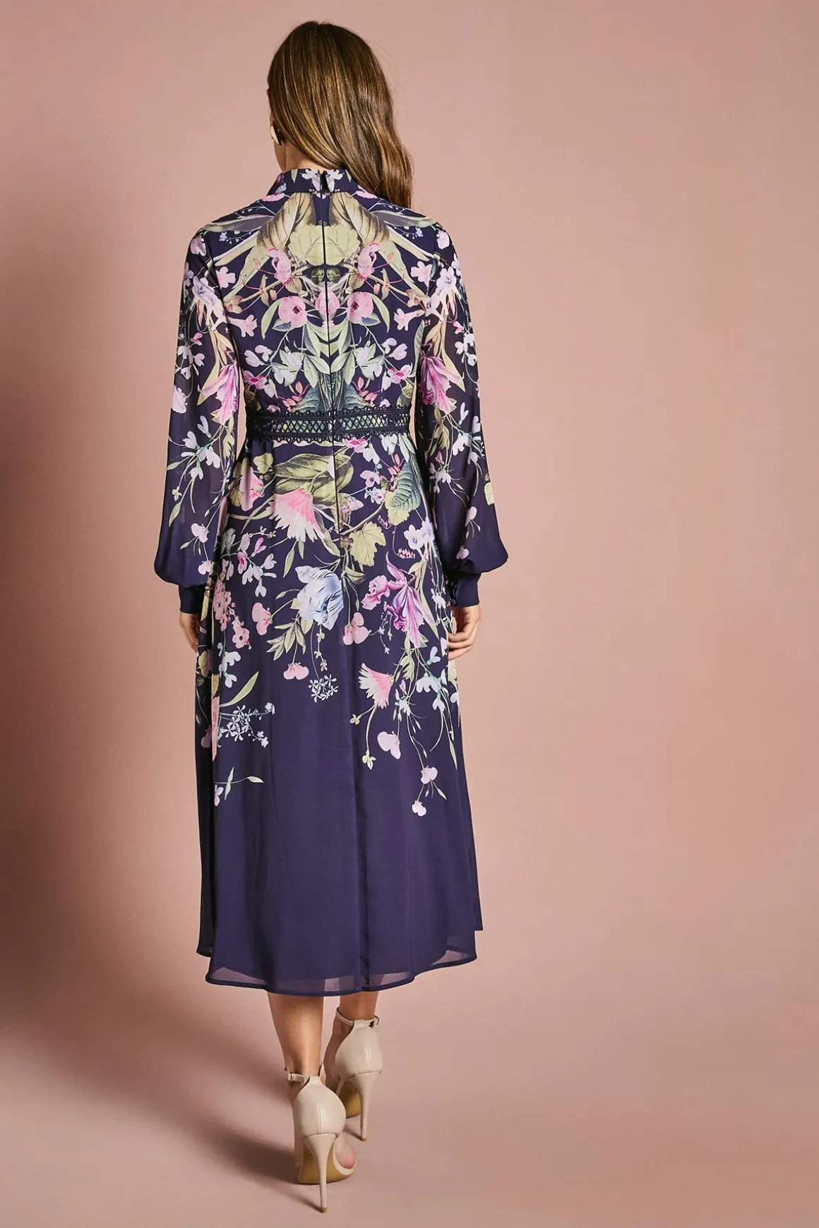 Robe Chemise à Col avec Imprimé Placé