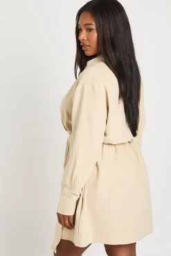 Robe Chemise Croisée À Col Effet Pêche Grande Taille