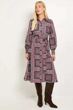 Robe Chemise Décontractée À Imprimé Foulard Petite