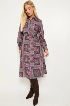 Robe Chemise Décontractée À Imprimé Foulard Petite